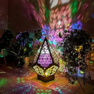 Bohemian-Style Floor Atmosphere Light, USB Powered LED Star Light, Diamond Star Projection LED Lights for Bedroom, Novelty Lighting, Floor Star Lamp for Home Decor and Chill Rooms