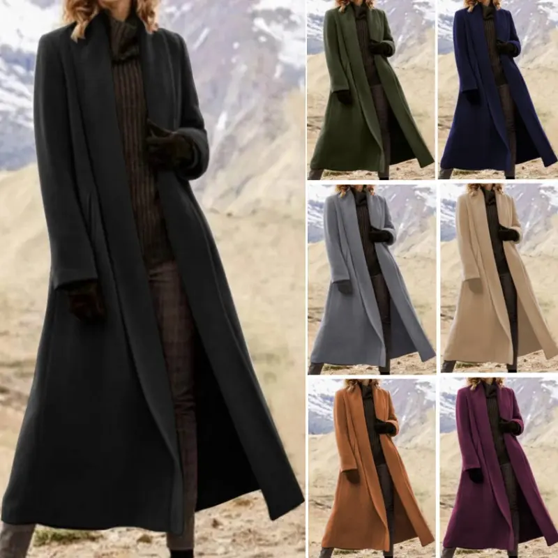 Extra Long Coat Plus Size Oversized Casual Woolen Trench Coat