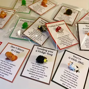 75 Sheets/25 Sets of Animal-Themed Encouragement Cards - Perfect for Office Thank You, Weddings, Thanksgiving, and Engagements - Resin Animal Figurines with Inspirational Notes (Employee Recognition Gift Set)