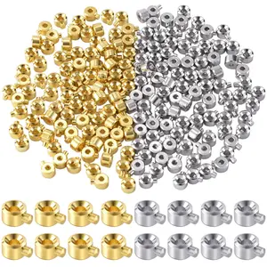 50/100pcs Crimp Beads for Jewelry Making Silvery Golden Spacer Beads Metal Bead Stopper Crimp Charms for Bracelet Necklace Ends Accessories
