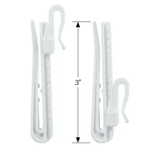 TWOPAGES White Adjustable Plastic Pin Hooks 32Pcs Easy Installation Non-Damage Wall Hanging Solution Organiser Hangable Hangers with Ratchet System 3.5 Inches Height Pack Festive New Year Curtains Hooks Gift for Home Lunar New Year