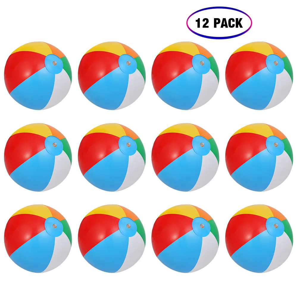 Bulk Inflatable Rainbow Beach Balls for Kids – 24 Pack 10" Summer Pool Toys – Durable, Colorful, Indoor Outdoor Water Game Balls – Great for Birthday Party Kindness & Hawaiian Theme Decor