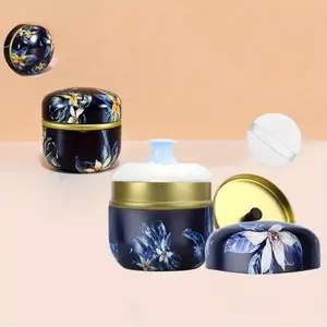 1 pcs body powder box, equipped with 2 powder puffs, powder container, travel powder box, Empty Body Powder Container Bottles Organiser