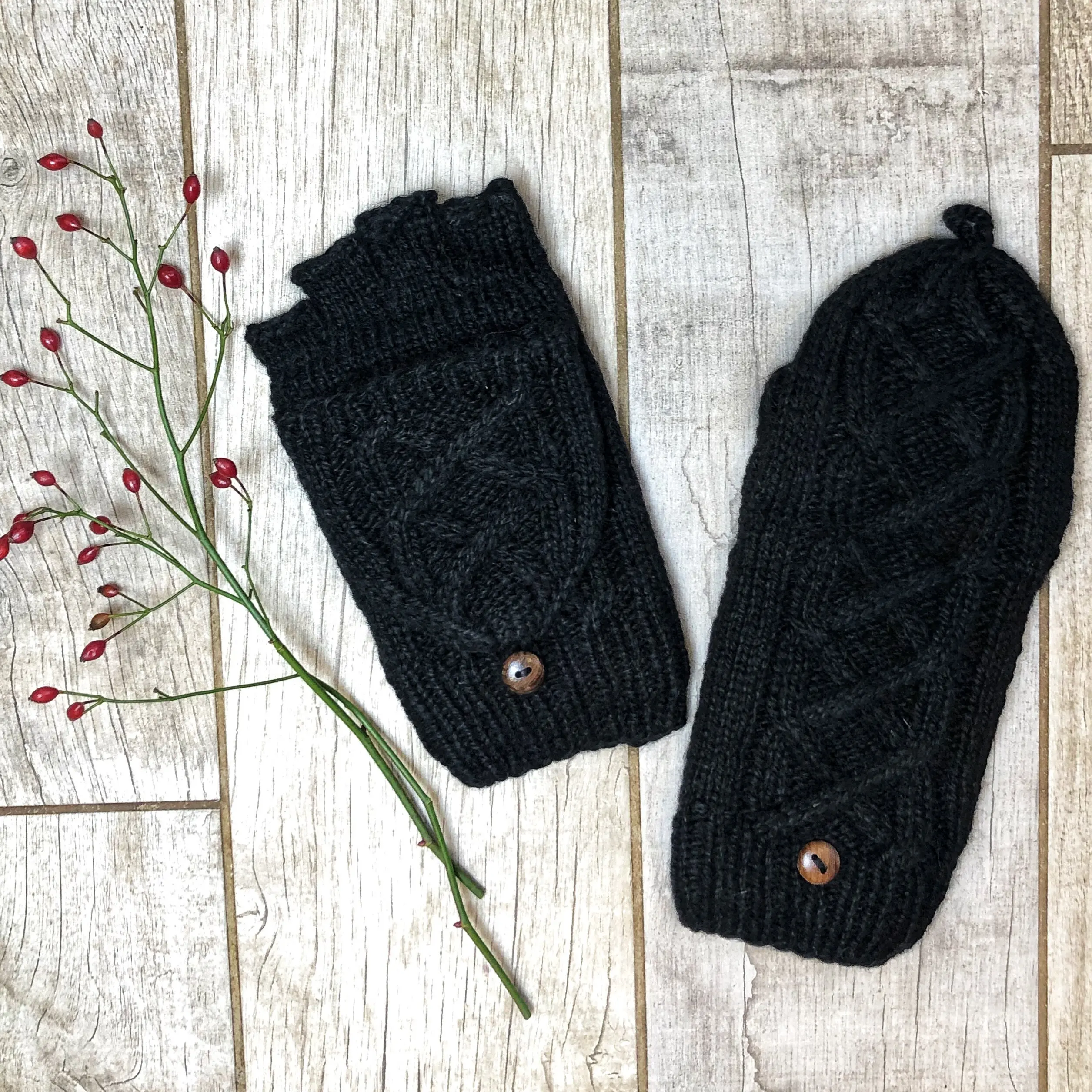 Knit Alpaca Wool Convertible Mitten Glitten Flip Fingerless Texting Gloves Fleece Lined Snowboarding Women Christmas Birthday Gift