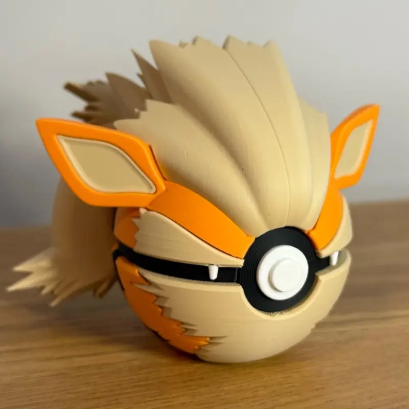 #0059 Arcanine Ball - Made to Order, 3D Printed Pokeball Figure, High-Quality PLA