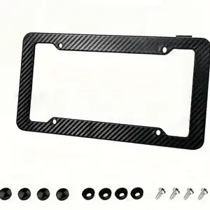 Durable Abs Plastic License Plate Frame, Carbon Fiber Design for Us & Canada Plates, Includes Screws and Nuts, Automotive Accessory, Car Accessories