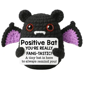 Cute Handmade Knitted Bat Doll, Huggable Collectible, Inspirational Soft Cuddly Gift for Birthdays, Graduations, Stress Relief, Positive Energy, Humorous, Weird Crochet Bat, Handmade Crochet Figure