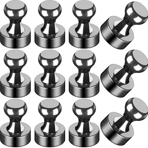 12Pcs Black Fridge Magnets, Small and Strong Magnets for Whiteboard, Office, Classroom, Map, Kitchen