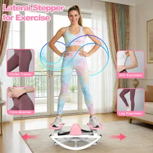 【KINMAC】Lateral Stepper for Exercise-Rocking Stepper Machine with Resistance Bands Anti-Slip Mat LCD Monitor Professional Stair Stepper for Home Workout