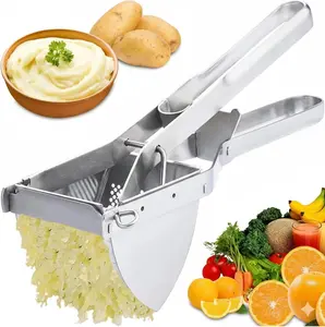 Stainless Steel Potato Ricer and Masher, Heavy Duty Commercial Food Masher, Ergonomic Comfort Grip, Extra Large Capacity, Dishwasher Safe (Silver)