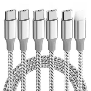 USB C Cable，3 Pack 10FT 60W Fast Charging USB C to USB C Cable, Durable Type C Charger Cable for iPhone 17/16/15/iPad MacBook CarPlay and More-Grey White Aluminium Sync