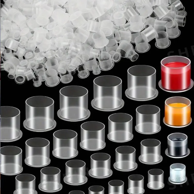 100/1000 Pack Tattoo Ink Cup Covers with Base, Disposable Cosmetic Tattoo Ink Cups, Tattoo Supplies Set, Bulk Tattoo Accessories
