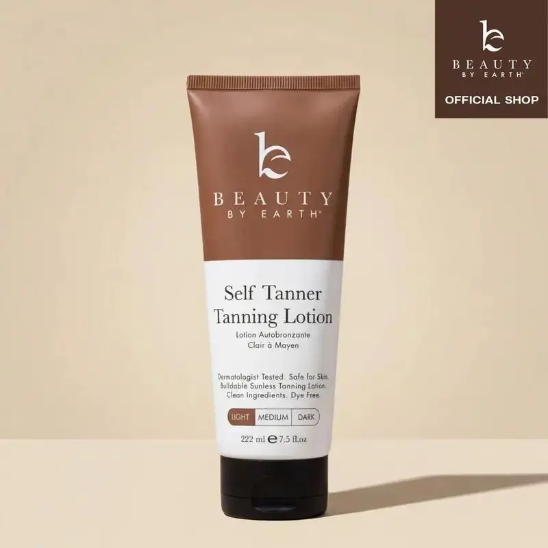 Beauty by Earth Self Tanner Body Lotion - Best Gradual Natural Bronzed Sunless Hydrating Streak Free Tanning Glow Made in USA, Vegan Cruelty Free Pregnancy Safe