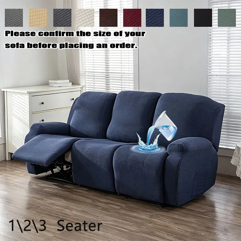 Elastic Recliner Cover for 1/2/3 Seat Lounge Chairs, Striped Jacquard Sofa Cover, Stretch Sofa Slipcover, Pet & Child Furniture Protector, Minimalist Style, Decorative Sofa Protector, Washable Sofa Protector, Waterproof Couch Cover