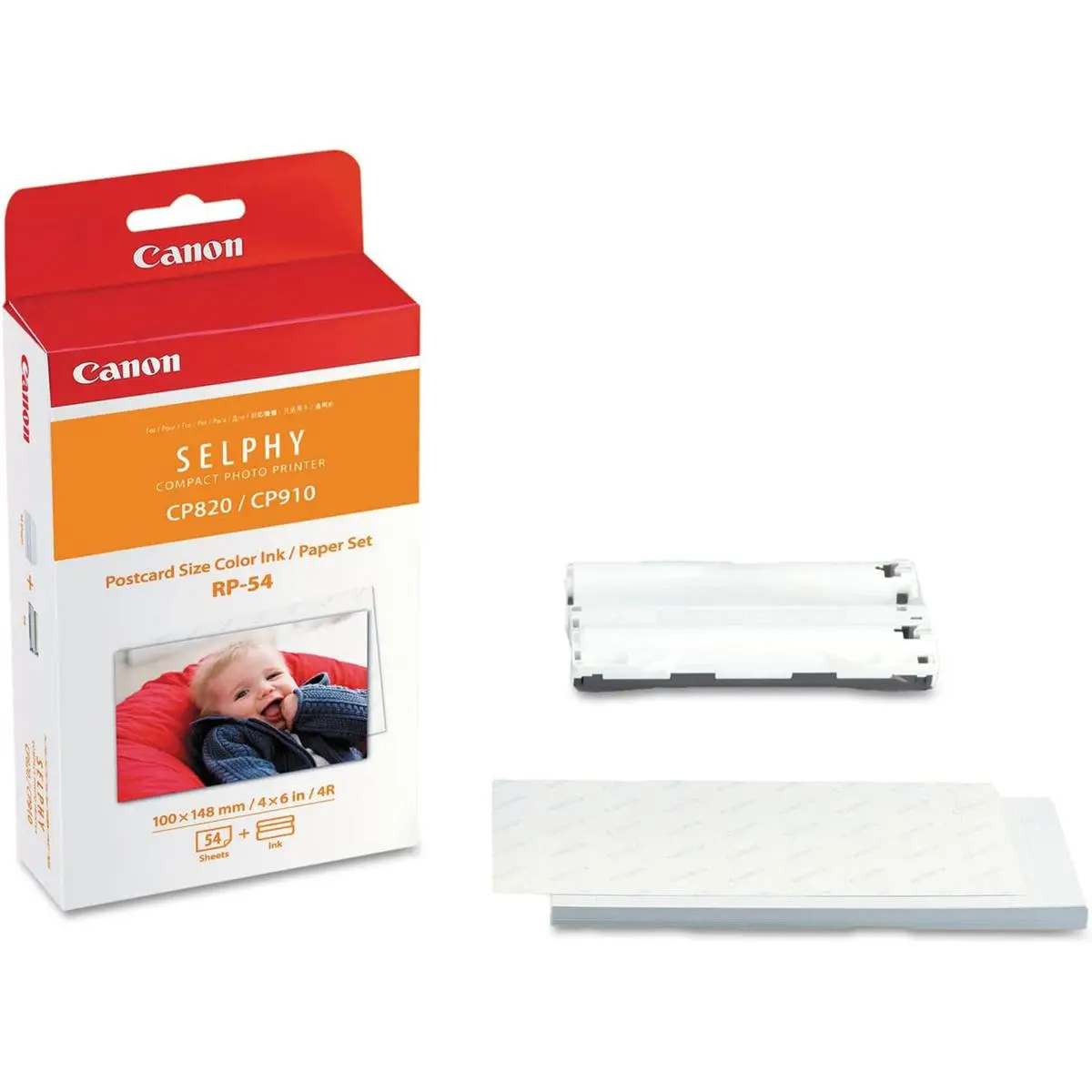 Canon RP-54 High-Capacity Color Ink/Paper Set for SELPHY CP910 Printer, Includes 54 Sheets, Color Ink Ribbon