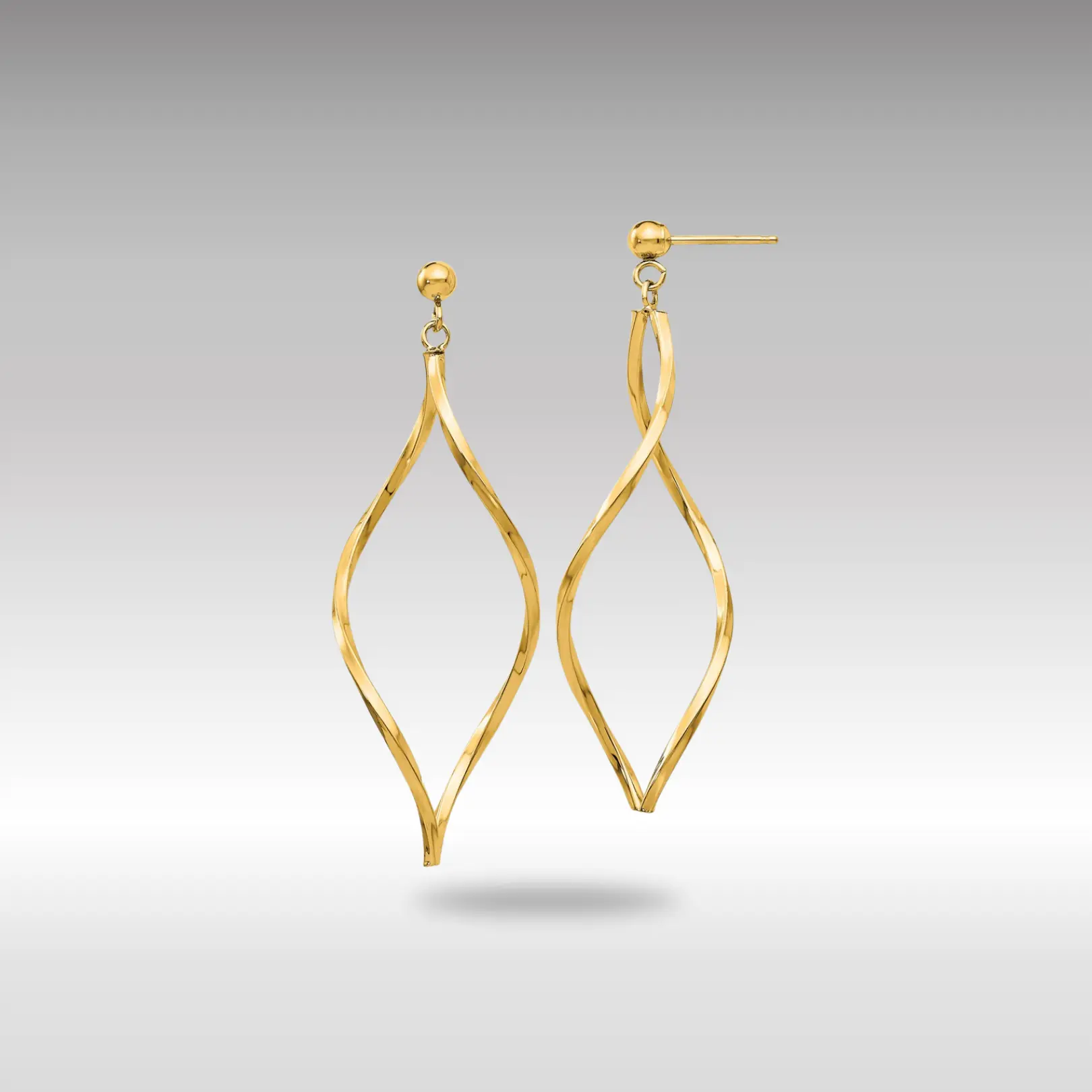 14K Gold Twisted Post Dangle Earrings - Model YE1514Y