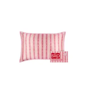 slip Pure Silk Queen Pillowcase With Lace Trim in Sweetie