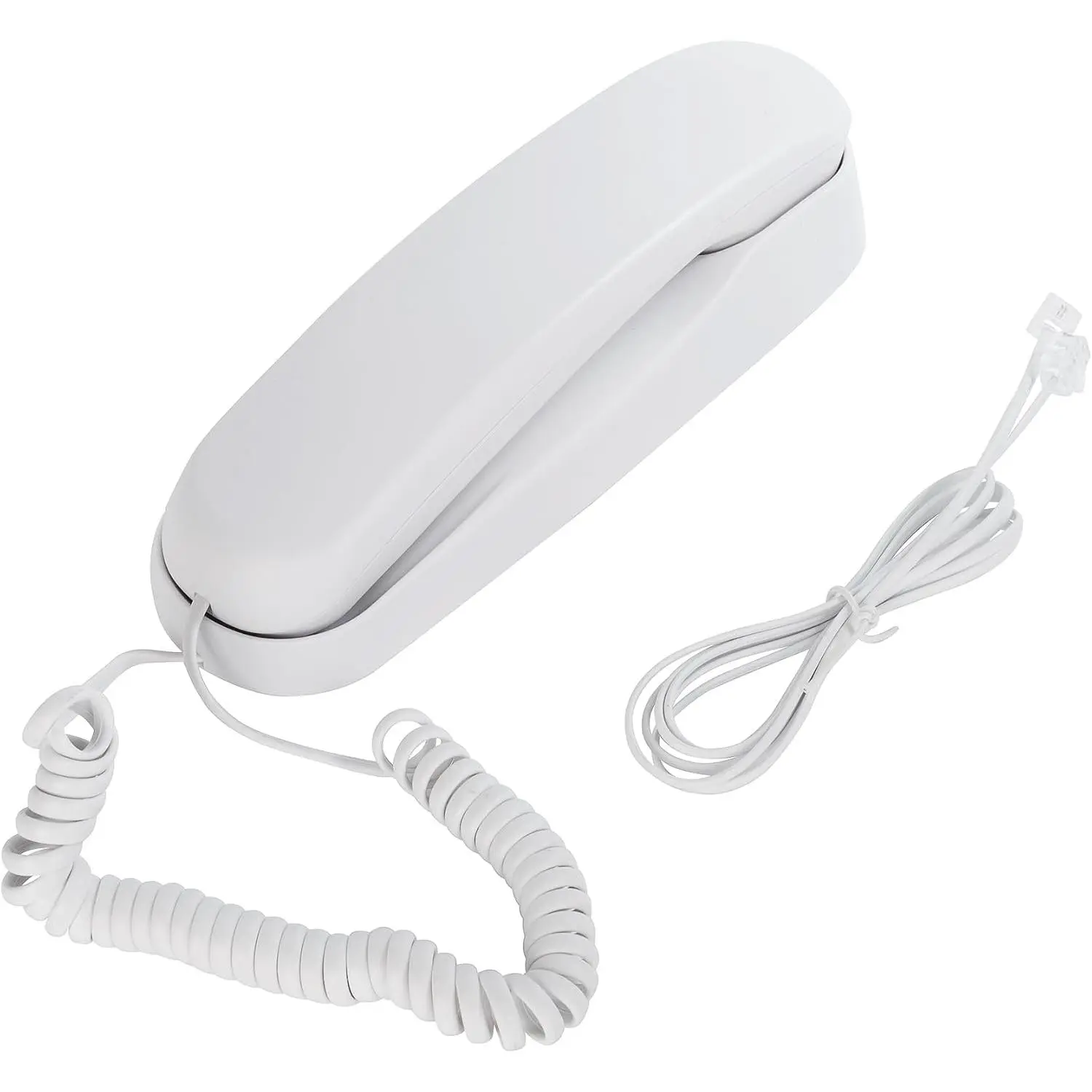 White OF-990 Slimline Telephone Wall-Mountable Basic Corded Telephone No AC Power Required, Corded Home Phone