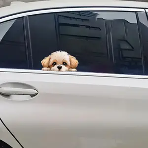 1PC Window-Peeking Puppy Logo Sticker, Car Decal | For Car Doors, Pet Notebooks, Soft Cute Peeking Puppy Decor, Add Gentle Healing Vibe to Every Use, Pet-Loving Soft Cute Details on Items