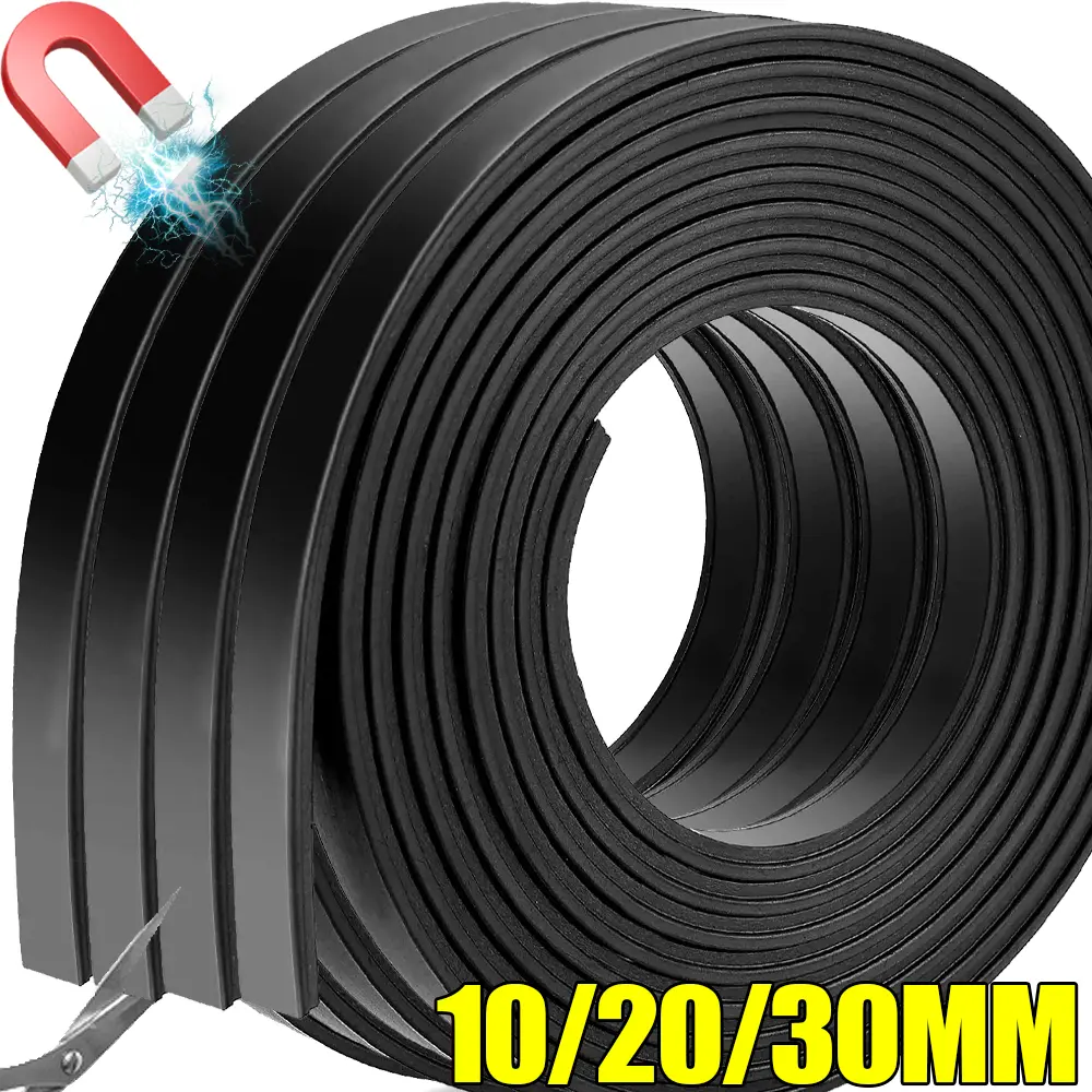 Adhesive-Backed Rubber Magnetic Roll - 1*Roll of Adhesive-Backed Magnets, 1m Length, 30mm Size, Strong-Hold Rubber+Adhesive, Tool Organization Solution for Garage Home Remote Control Storage