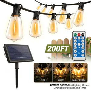 【GLEAM】100FT Solar String Lights, Waterproof & Shatterproof, 8 Modes with Dusk to Dawn and Dimmable, Great for Patio, Porch, or Garden.