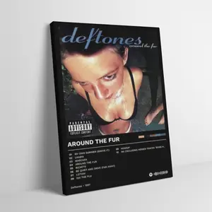 Deftones Around The Fur Album Cover Canvas Wall Art, 24*36 Inch Nu-Metal Aesthetic Framed Wall Decor for Bedroom, Dorm & Living Room