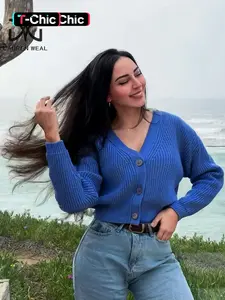 Women’s Chunky Knit Cardigan Sweater, V-Neck Button Down Loose Fit Long Sleeve Winter Fall Cozy Outerwear, Casual Solid Color Warm Knitwear for Layering, Black Knit Jumper for Work, Travel & Everyday Wear