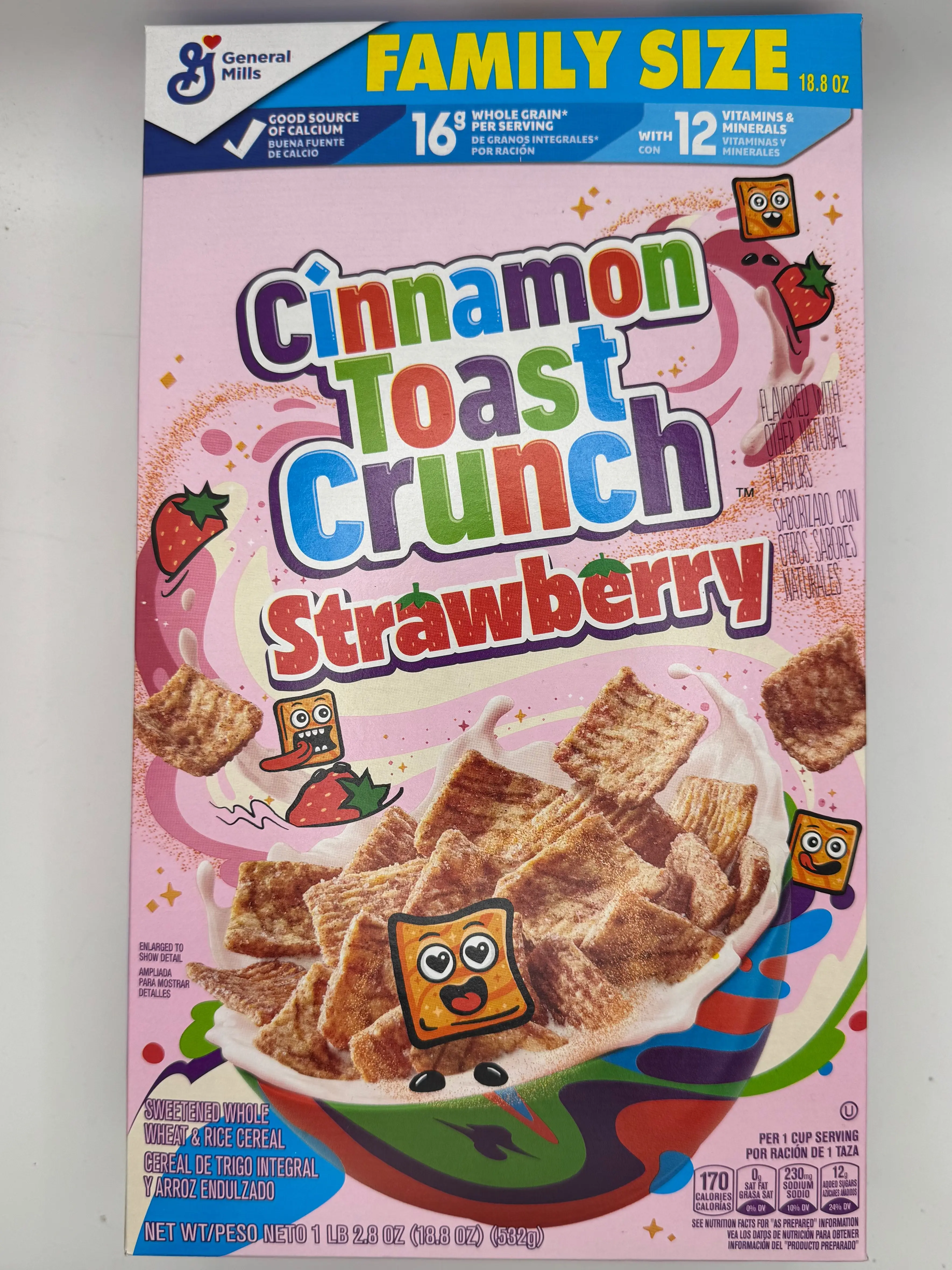 Cinnamon Toast Crunch Strawberry Flavored Family Size 18.8 Oz 1 Box