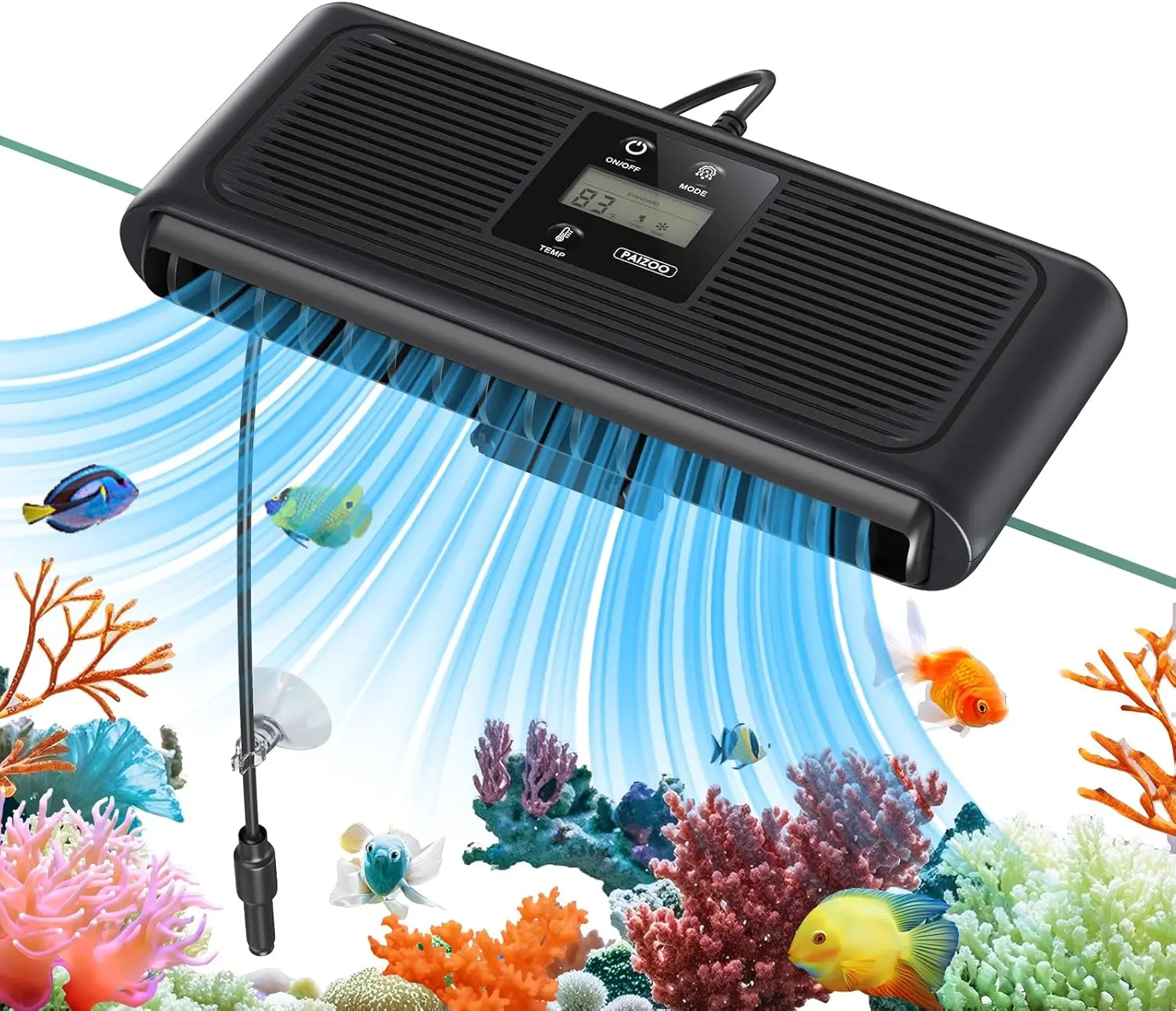 PAIZOO Aquarium Chiller Fan  Auto Temp Control LCD Display 3-Speed Cooler