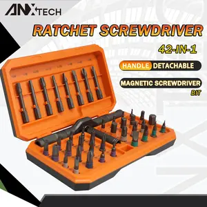 42-in-1 Magnetic Ratchet Screwdriver Set with 40 Bits, Multi-Bit DIY Repair Tool Kit with Detachable Handle and Storage Case for Furniture, Computer, Bike, and Home Projects