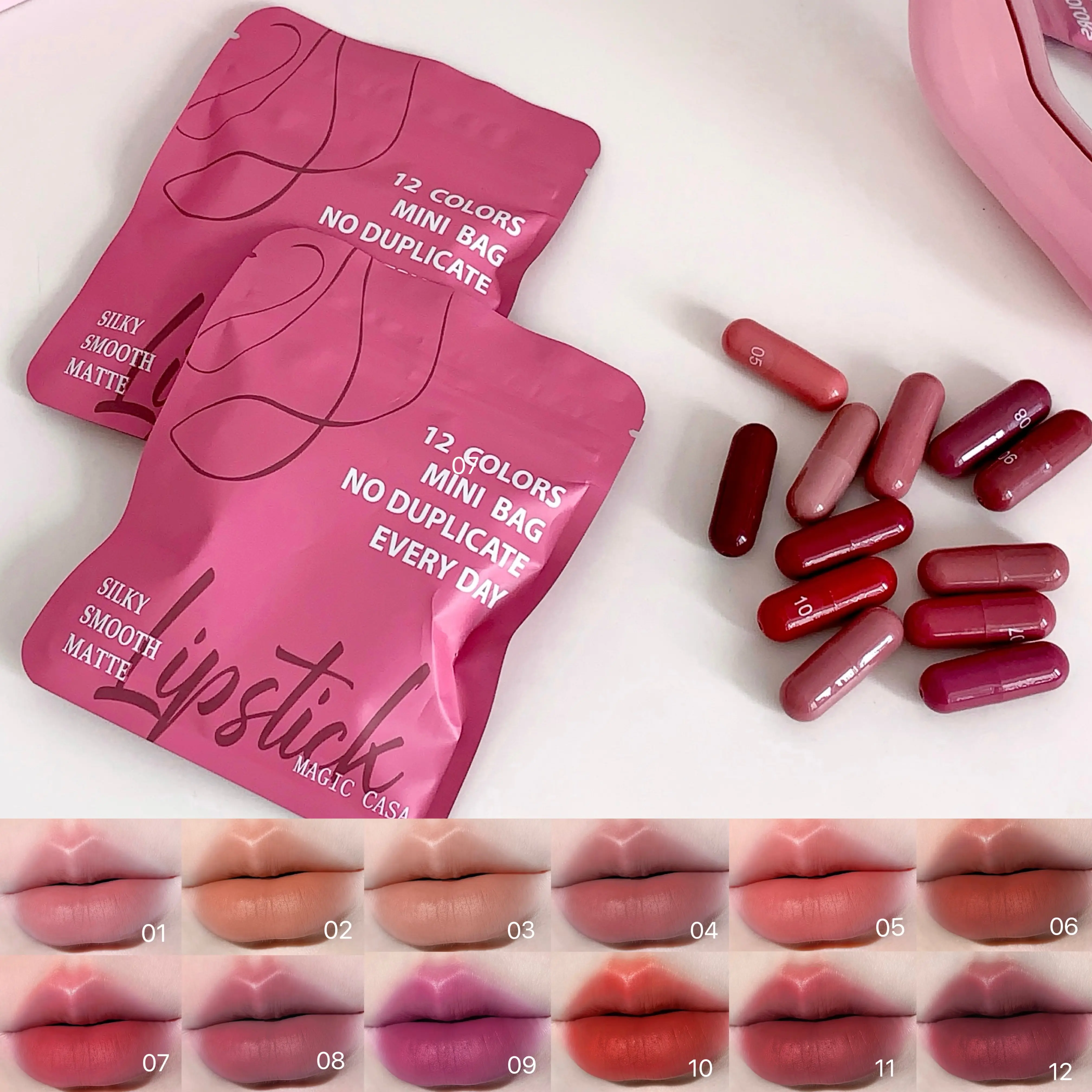 12-Piece Mini Matte Lipstick Set - Hydrating, Long-Lasting & Smooth Lip Color in Assorted Pink, Red & Brown Shades, Thoughtful Gift for Makeup Parties, Multi-Pack, 12-Piece Set, Any Occasion, Contains Neither, Lip Products, Cosmetic