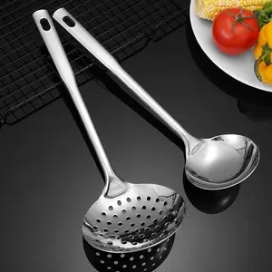 Three-Piece Stainless Steel Spoon Set, Soup Ladle, Strainer, Kitchen Utensils, Rice and Soup Serving, Cooking Tools