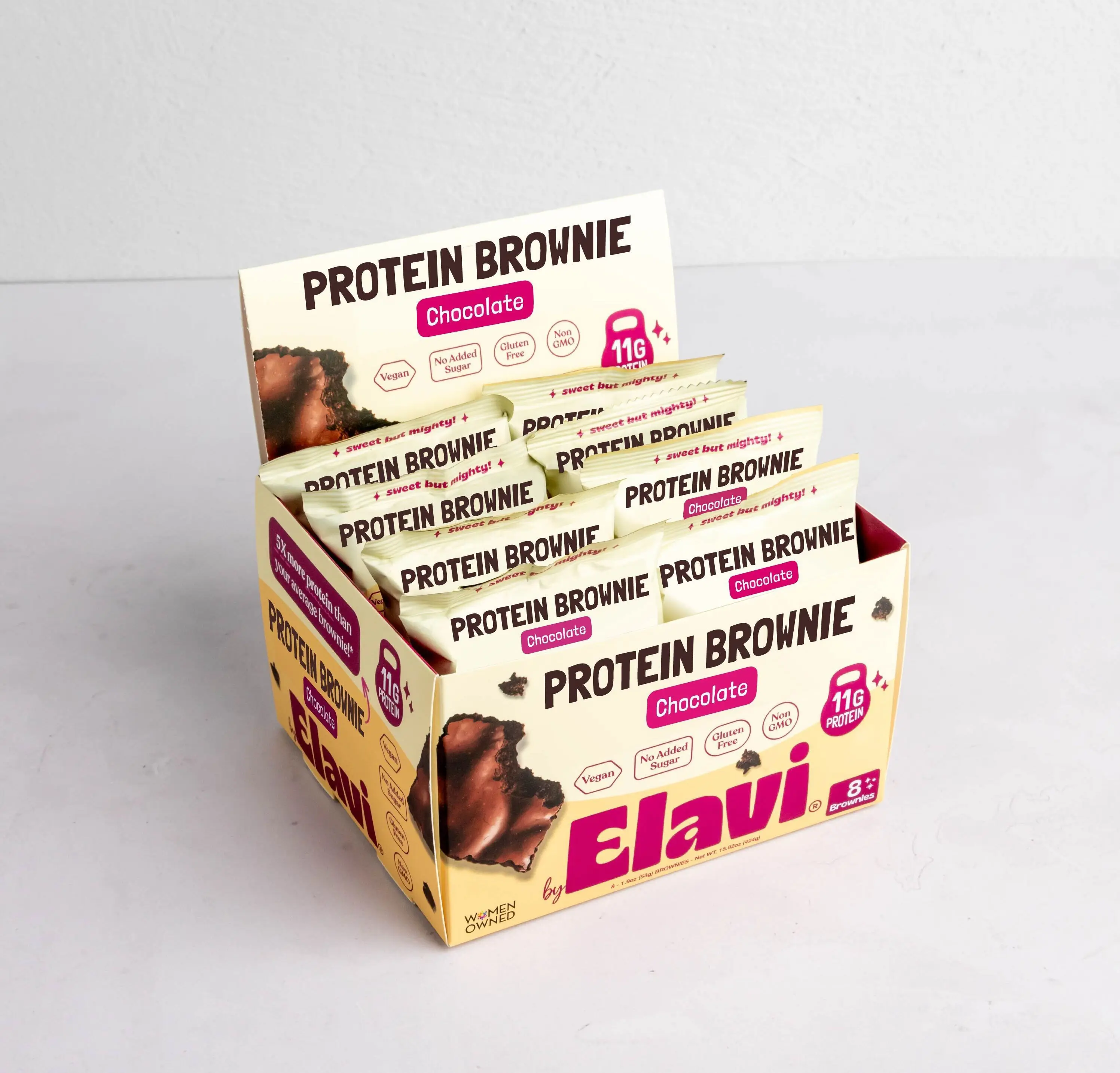 Chocolate Protein Brownies 8ct Case - Vegan & Gluten Free, Naturally Sweetened with Dates, No Sugar Alcohols, Made with 100% Real Chocolate Snack Dessert