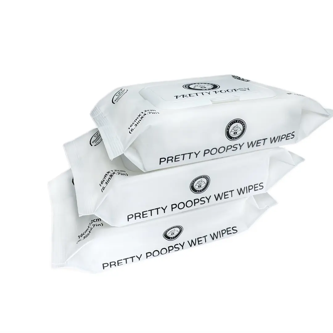 80 count, 3- pack 240 wipes! Fragrance-free Pretty Poopsy Wet Wipes with Aloe Vera & Vitamin E, Great for Changing Napkins