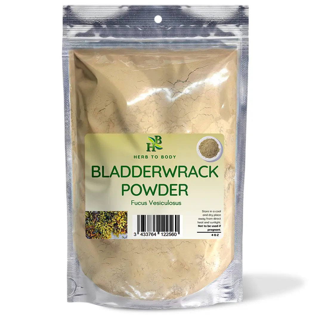 Bladderwrack Powder - 4oz (113 g) | Briny Sea-Veg Pouch, Milled Whole Plant | Dried Herb for Cooking Essentials | HERB TO BODY