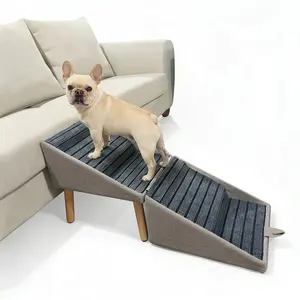 Pet Sofa Ramp for Dogs & Cats, 2-In-1 Convertible Wooden Stair Step, Suitable for Small to Large Pets, Elderly Dogs, with Footrest