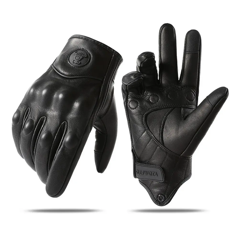 Men's Leather Motorcycle Gloves, Full Finger Touchscreen, Anti-Slip Durable, Cycling Protection, Off-Road Bike Gear, Dirtbike Gear, Waterproof Design