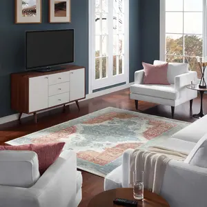 Modway Citlali Distressed Southwestern Aztec 4x6 Area Rug in Multicolored