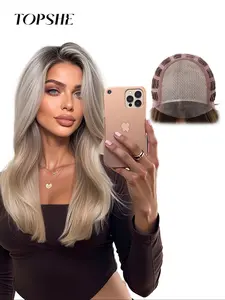 Topshe Mono Part Lace Front Wig, Highlights, Straight Hair, Heat Resistant Fiber, Natural Look, 20 Inch Long, Women's Wigs