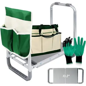 PLKO Multifunctional Kneeler and seat,Foldable Bench for Kneeling and Sitting with Soft EVA Kneeling Pad and Large Tool Bag for Lovers
