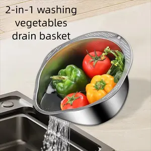 Rice Washer Strainer Bowl Stainless Steel 304 Rice Washing Bowl Rice Sieve Colander Fruit And Vegetable Strainer Kitchen Tools Utensils