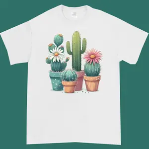 Lovely Cactus Graphic Tshirt Womenswear Streetwear Casual Crewneck Summer Shortsleeve Fitted Top
