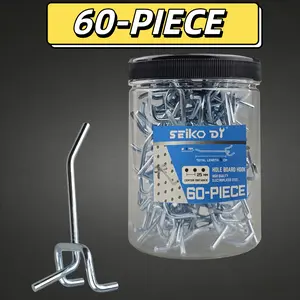 60PC 2 Inch Single Hole Pegboard Hooks - Fits 1 Inch Hole Spacing - For Tool Organization in Garage, Warehouse, Garden and Other Places / Tool Storage Essential