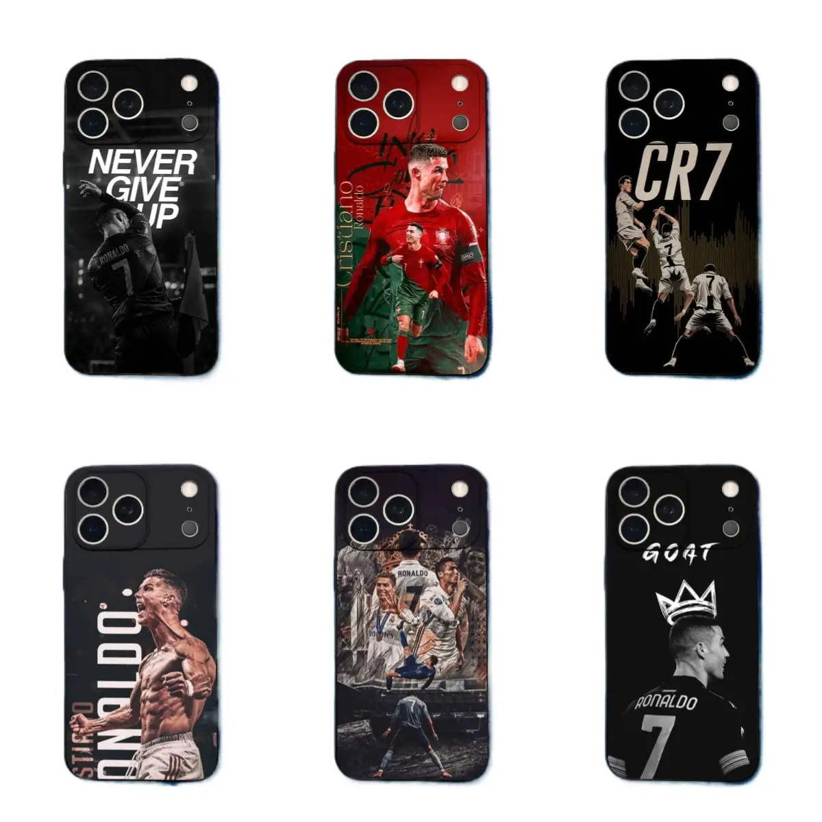 CR7 Ronaldo Hyperrealism Glam TPU Soft Elegant Waterproof Football Smartphone Case - Durable Casing, Handheld Phone Accessory for iPhone 12/13/14/15/16/17 Pro/Pro Max/16 Plus, Cool Gift for Guys
