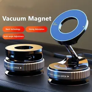 AuraHome 360° Rotating Magnetic Car Phone Mount Foldable Vacuum Suction Holder for iPhone & Android - Strong MagSafe Compatible Bracket for Car, Gym & Live Streaming - Hands-Free Dashboard & Windshield Stand