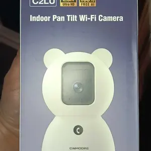 CINMOORE 2.5K 4MP Indoor Security Camera, No Subscription, Person & Pet Detection, PTZ WiFi Baby & Pet Monitor, Full Duplex Two-Way Audio, Color Night Vision, SD Card Local Storage, White (1 Pack)