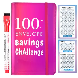 A6 100 Days Money Saving Challenge Binder with Marker, $5050 Savings Tracker Budget Book, No-Fold Money Organizer, Perfect Gift for Everyone