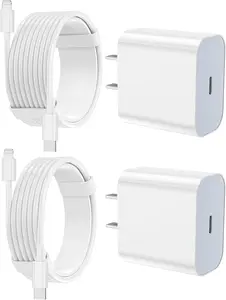 4-Pcs 20W USB-C Fast Chargers with 6FT USB-C to Lightning Cables – Super Fast Charging Adapter & Cable Set Compatible with iPhone 14/14 Plus/14 Pro Max, 13, 12, 11, and More