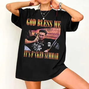 Funny God Bless Me It's F*Cken Summah T-Shirt, Summer Party Fan Bootleg Tee, Unisex Shirt Gift For Women & Men, Vintage Outfit, Gift for fan, y2k styles YFK