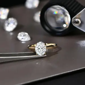Oval Cut 1.0ct&2.0ct&3.0ct&4.5ct D VVS1 Color Lab-Created Moissanite Ring Jewelry for Women 14K Gold Plated Engagement Wedding Lady's Gift Luxury R112 SpringStatements